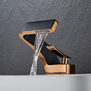 Becola-grifo de lavabo de oro cepillado, mezclador de baño negro, montado en cub