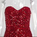 Vestido largo ajustado de sirena sin mangas, vestido sexi de fiesta con abertura