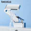 Becola-grifo de lavabo de oro cepillado, mezclador de baño negro, montado en cub