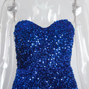 Vestido largo ajustado de sirena sin mangas, vestido sexi de fiesta con abertura